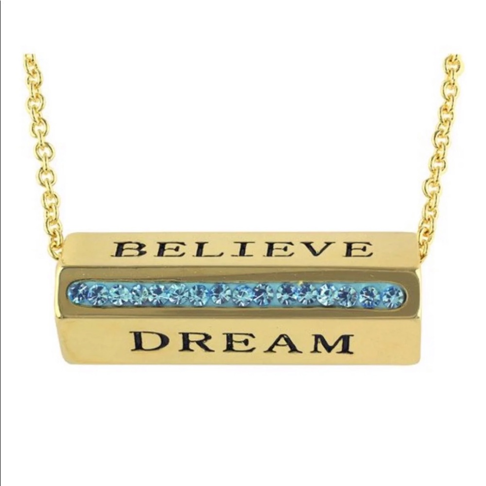 Gold Plated 'Dream, Imagine, Believe' Crystal Sentiment 18" Necklace